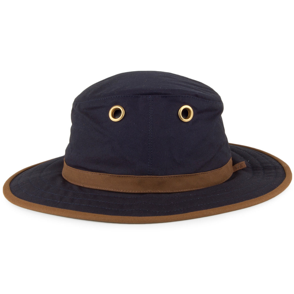 Sombrero Outback TWC7 de algodón encerado de Tilley - Azul Marino-Beige Arena
