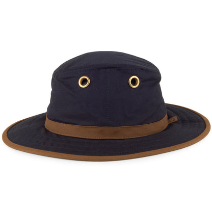 Sombrero Outback TWC7 de algodón encerado de Tilley - Azul Marino-Beige Arena