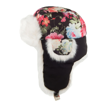 Gorro Aviador con diseño floral de Scala - Negro