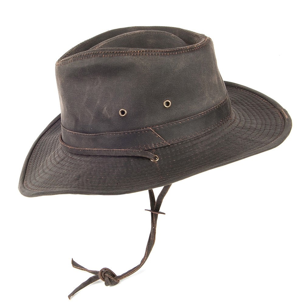 Sombrero Outback impermeable de algodón de Dorfman-Pacific - Marrón