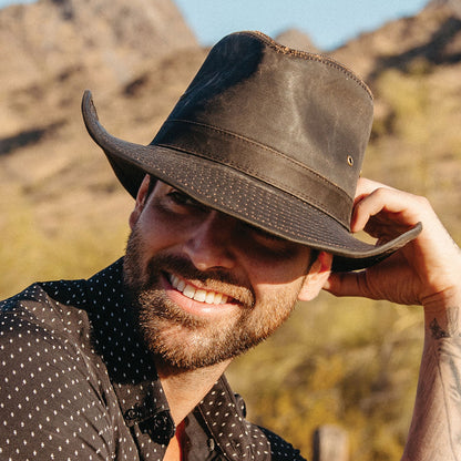 Sombrero Outback impermeable de algodón de Dorfman-Pacific - Marrón