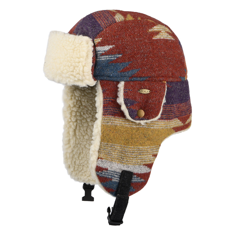 Gorro Aviador Shauna estampado azteca de Scala - Rojo Multi