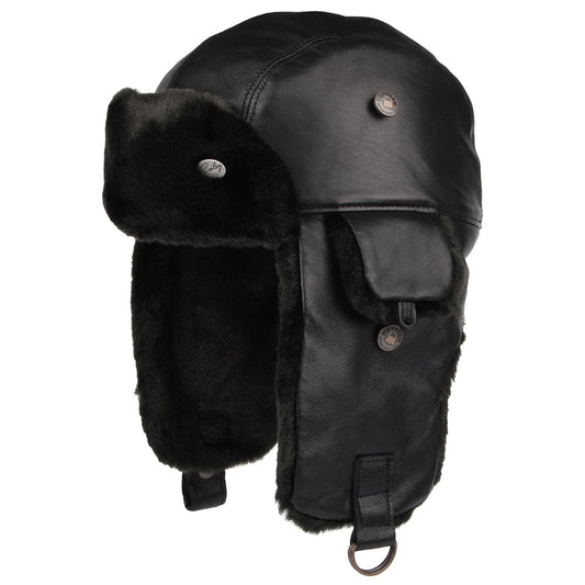 Gorro Aviador Vega de piel de Bailey - Negro