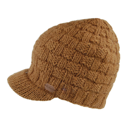 Gorro Beanie con visera Basket Weave de Kusan - Caramelo