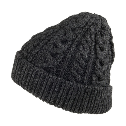 Gorro Beanie Cuffed de lana inglesa de punto cable de Highland 2000 - Antracita