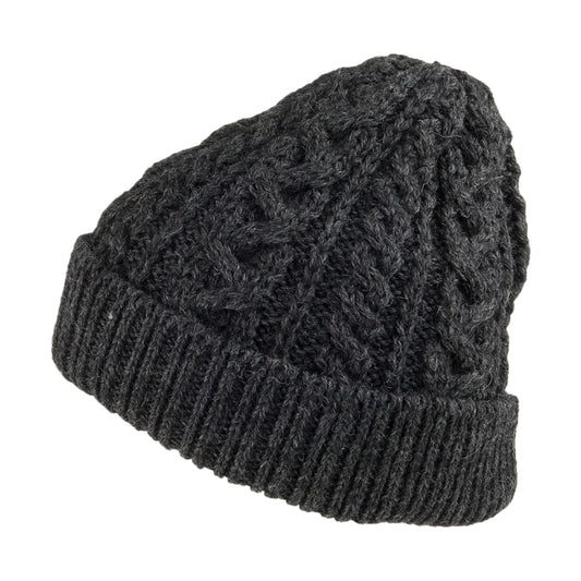 Gorro Beanie Cuffed de lana inglesa de punto cable de Highland 2000 - Antracita