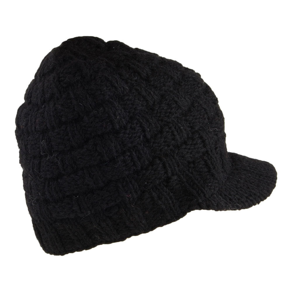 Gorro Beanie con visera Basket Weave de Kusan - Negro
