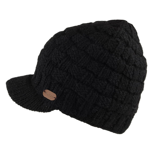 Gorro Beanie con visera Basket Weave de Kusan - Negro