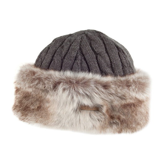 Gorro Beanie de piel sintética de punto cable de Barts - Antracita-Beige Arena