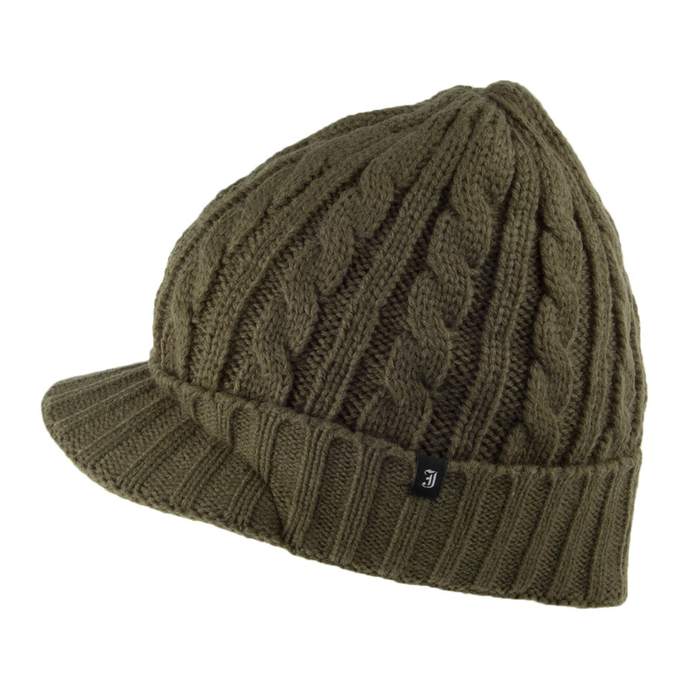Gorro Beanie con pico de punto cable de Jaxon & James - Oliva