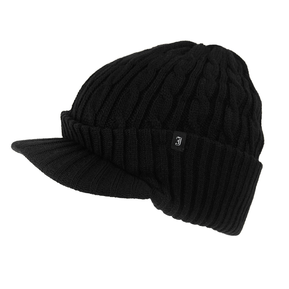 Gorro Beanie con pico de punto cable de Jaxon & James - Negro