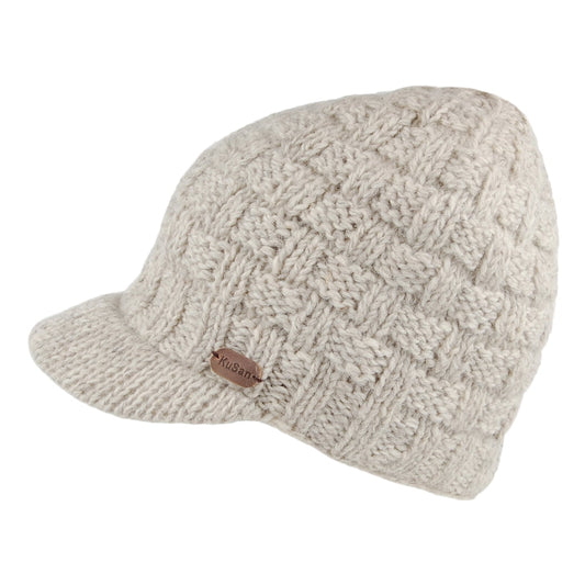Gorro Beanie con visera Basket Weave de Kusan - Avena