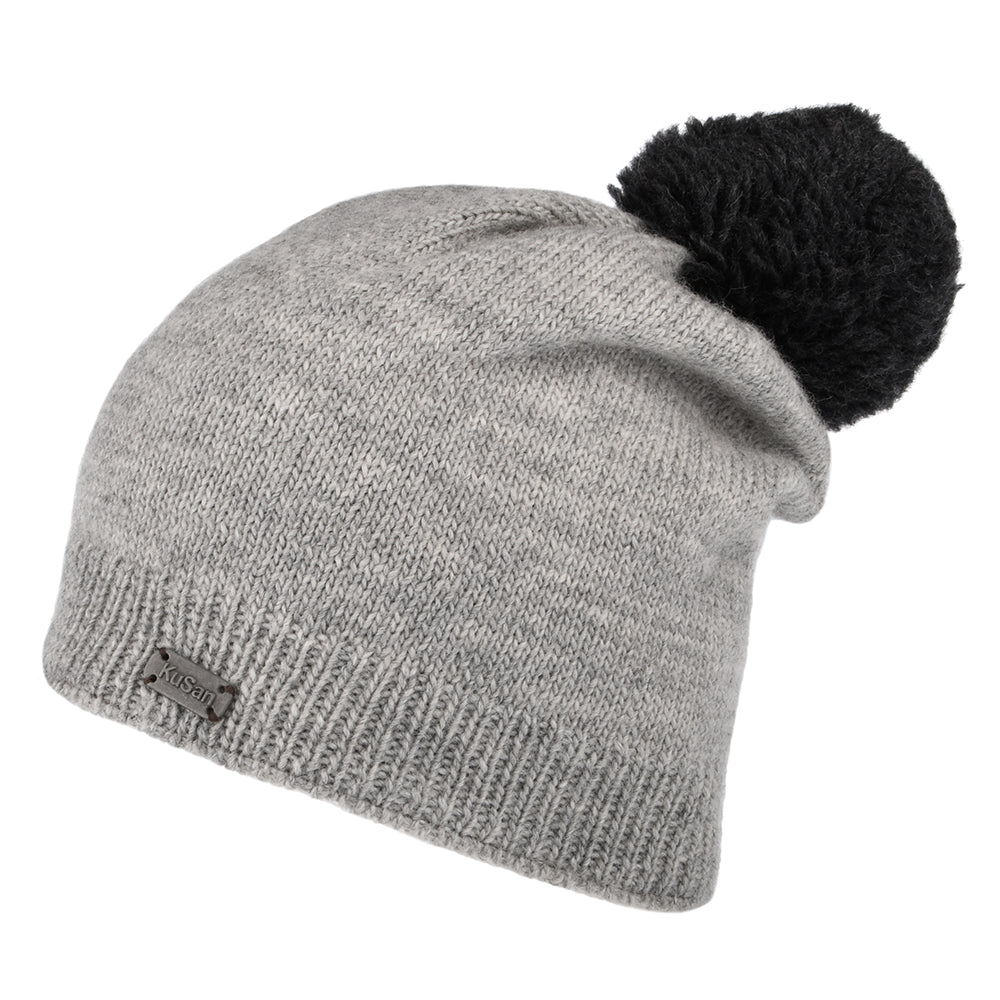 Gorro tejido Contrast con pompón de Kusan - Gris