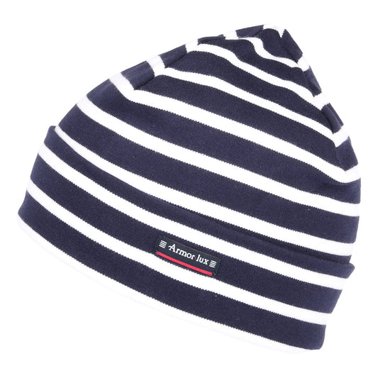 Gorro Beanie Treguier Interlock a rayas de algodón de Armor Lux - Azul Marino-Blanco