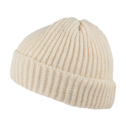 Gorro Beanie estilo pescador corto de lana merino de Highland 2000 - Natural