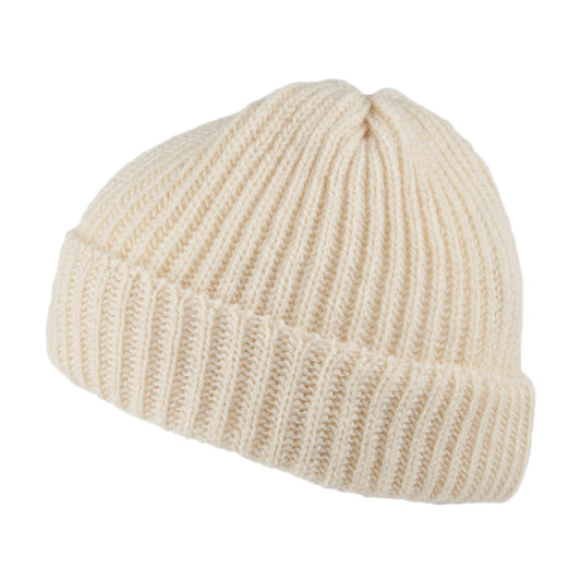 Gorro Beanie estilo pescador corto de lana merino de Highland 2000 - Natural