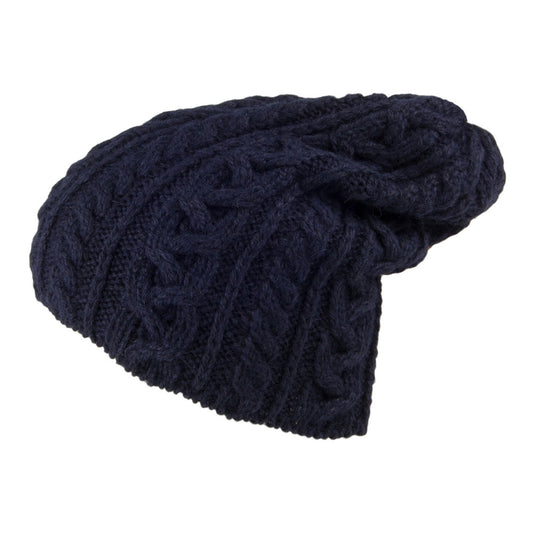 Gorro Beanie Super Soft Slouch Oversized de lana de alpaca de Highland 2000 - Azul Marino