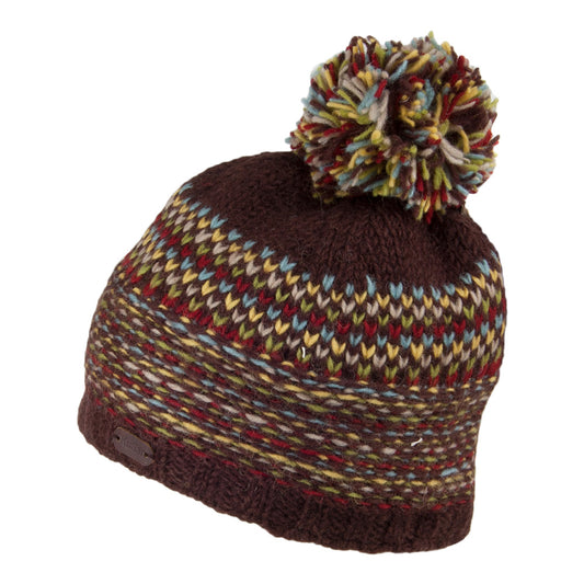 Gorro con pompón Knit wool de Kusan - Marrón-Amarillo