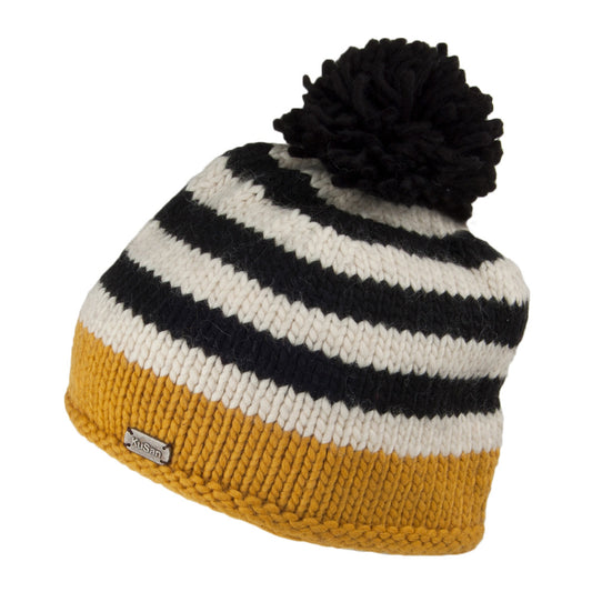 Gorro con pompón punto musgo de Kusan - Amarillo