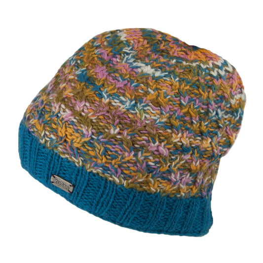 Gorro Beanie Brooklyn Doble cable trenzado de punto de Kusan - Verde Azulado