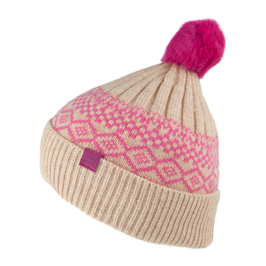 Gorro con pompón tejido Fair Isle de Joules - Crema