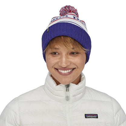 Gorro con pompón Park Stripe Powder Town de Patagonia - Blanco-Azul
