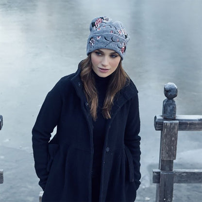 Gorro Beanie Embroidered Flower de Seeberger - Gris