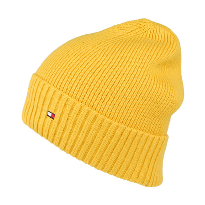 Gorro Beanie Essential Flag de algodón y cachemira de Tommy Hilfiger - Mostaza