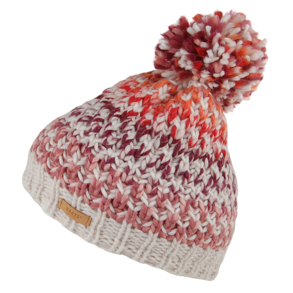 Gorro con pompón Nicole Space-Dyed de Barts - Crema-Granate