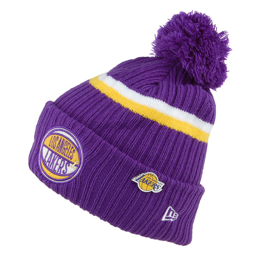 Gorro con pompón de punto cable NBA Draft OTC L.A. Lakers de New Era - Morado