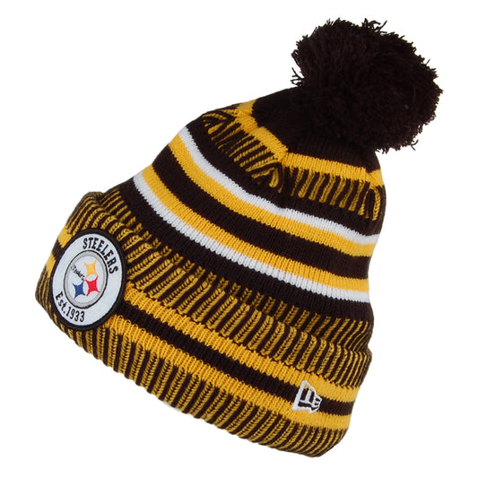 Gorro con pompón NFL On Field tejido Pittsburgh Steelers de New Era - Amarillo-Negro