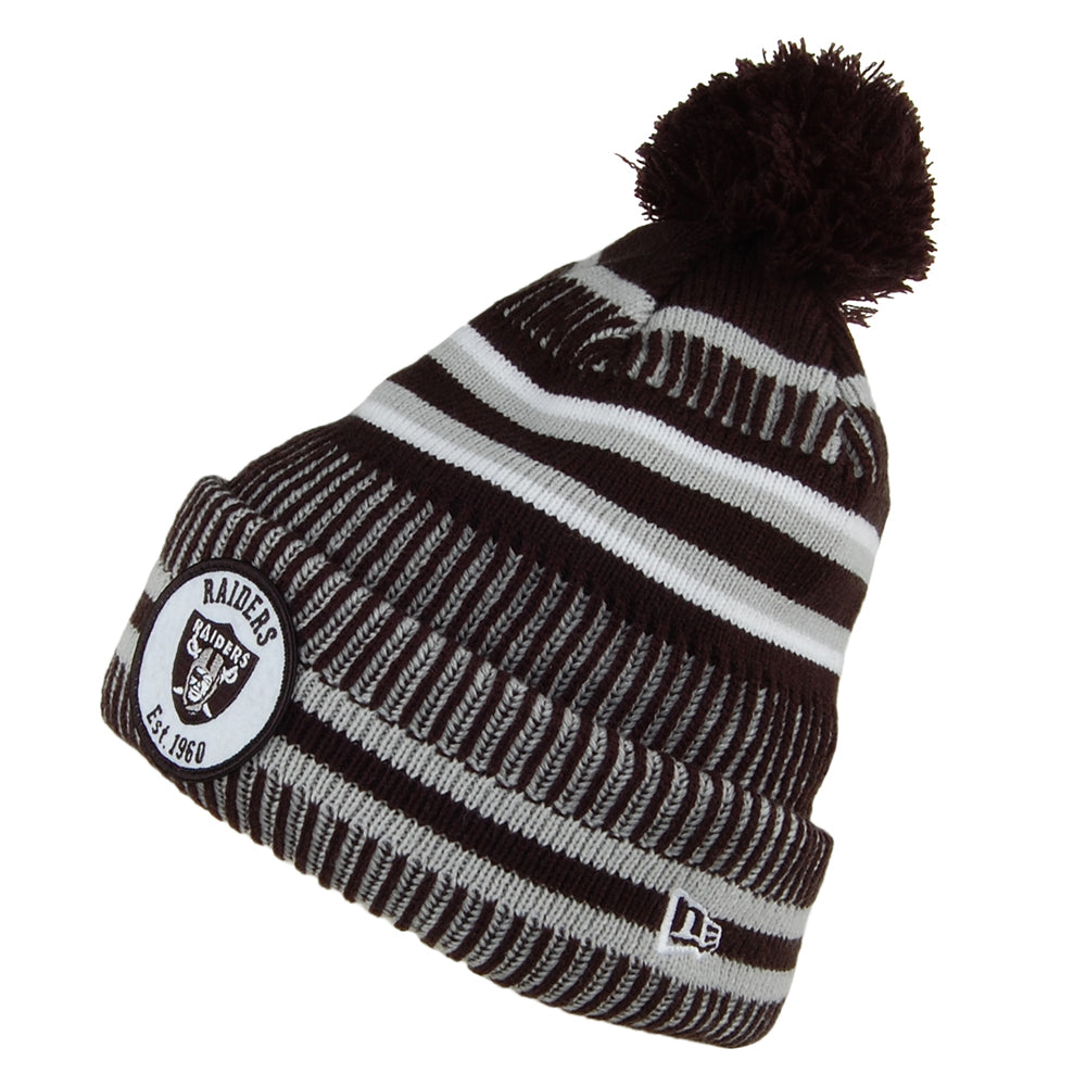 Gorro con pompón NFL On Field Knit Las Vegas Raiders de New Era - Negro-Gris