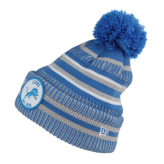 Gorro con pompón NFL On Field tejido Detroit Lions de New Era - Azul-Gris
