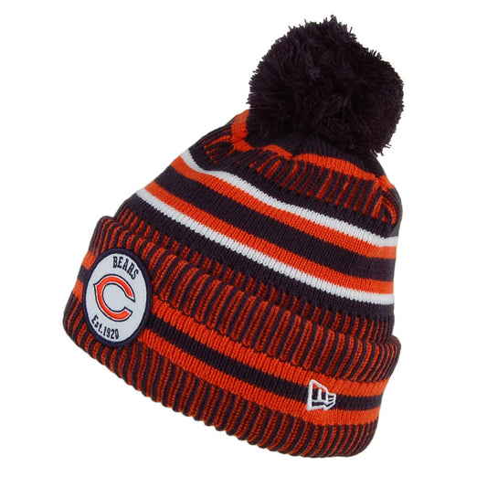 Gorro con pompón NFL Onfield tejido Chicago Bears de New Era - Naranja-Azul Marino