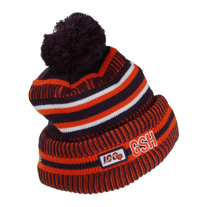 Gorro con pompón NFL Onfield tejido Chicago Bears de New Era - Naranja-Azul Marino