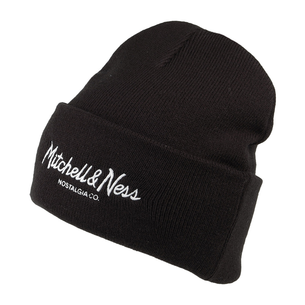 Gorro Beanie Pinscript con vuelta tejido de Mitchell & Ness - Negro