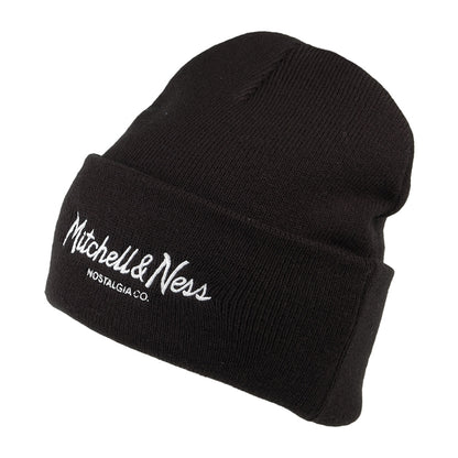Gorro Beanie Pinscript con vuelta tejido de Mitchell & Ness - Negro