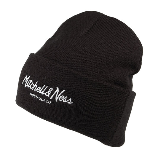 Gorro Beanie Pinscript con vuelta tejido de Mitchell & Ness - Negro