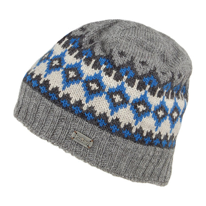 Gorro Beanie Punto fino Fair Isle de Kusan - Gris-Azul