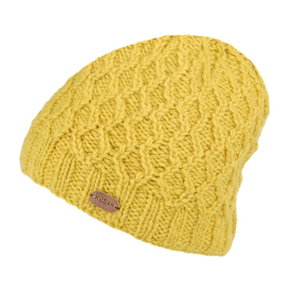 Gorro Beanie Brooklyn de punto cable de Kusan - Amarillo