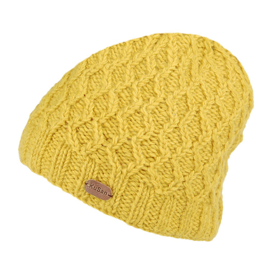 Gorro Beanie Brooklyn de punto cable de Kusan - Amarillo