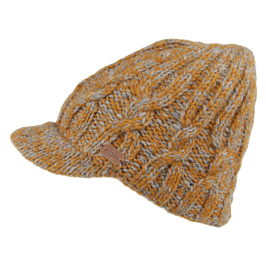 Gorro Beanie con visera de punto trenzado de Kusan - Caramelo