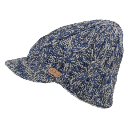 Gorro Beanie con visera de punto trenzado de Kusan - Azul