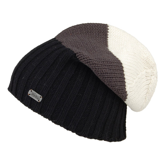 Gorro Beanie Flexible de merino de Kusan - Negro-Gris