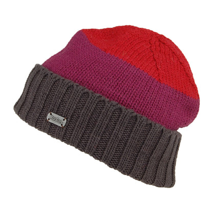 Gorro Beanie Flexible de merino de Kusan - Rojo-Morado