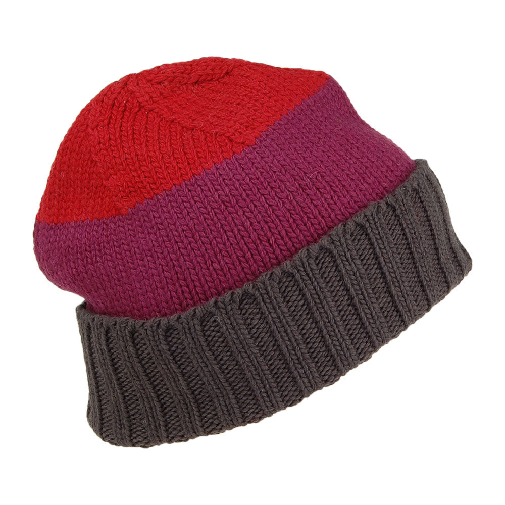 Gorro Beanie Flexible de merino de Kusan - Rojo-Morado