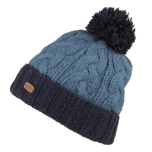 Gorro con pompón con vuelta de punto cable de Kusan - Azul Marino