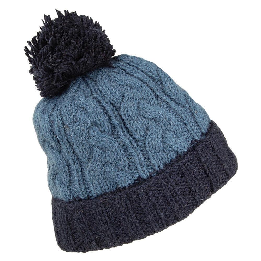 Gorro con pompón con vuelta de punto cable de Kusan - Azul Marino
