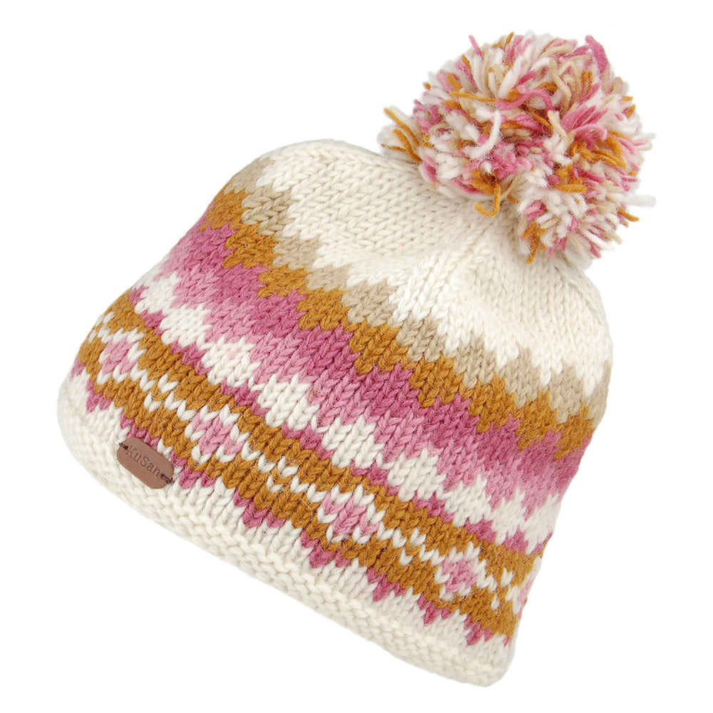 Gorro con pompón Short de Kusan - Caramelo-Crema