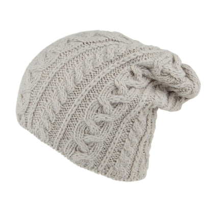 Gorro Beanie Super Soft Slouch Oversized de lana de alpaca de Highland 2000 - Gris Claro